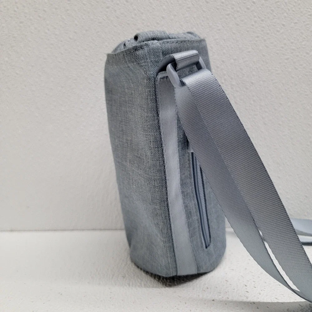 Vera Bradley Lighten Up Water Bottle Crossbody Bag Zen Gray NWOT Denim Blue